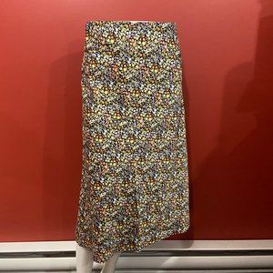 LOFT Plus Women's Navy Floral Satin Midi Skirt - Size 16 - NWT